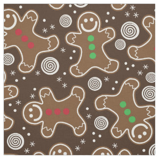 Niedlich Brown Red Green Christmas Lebkuchen Stoff