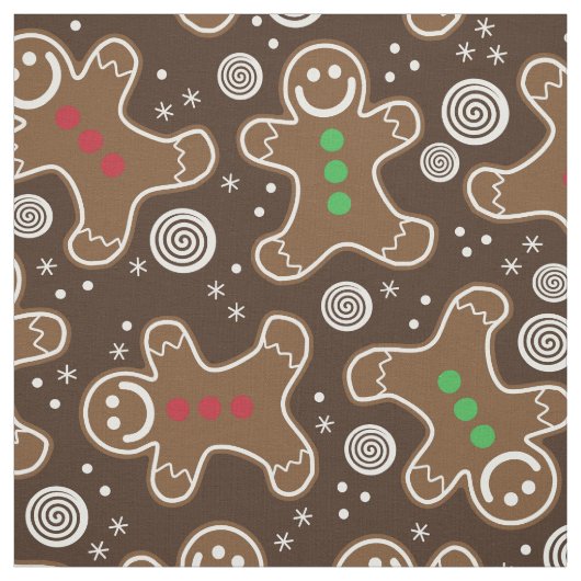 Niedlich Brown Red Green Christmas Lebkuchen Stoff (Muster)