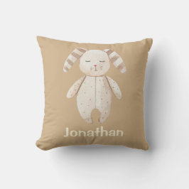 Niedlich Brown Sleepy Bunny Name Kinderzimmer Kissen