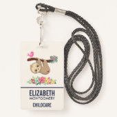 Niedlich Brown Sloth Hanging Ausweis (Rückseite mit Schlüsselband)