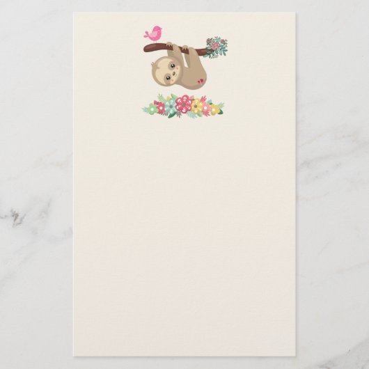 Niedlich Brown Sloth Hanging Briefpapier (Vorderseite)