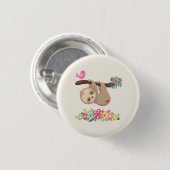 Niedlich Brown Sloth Hanging Button (Vorne & Hinten)