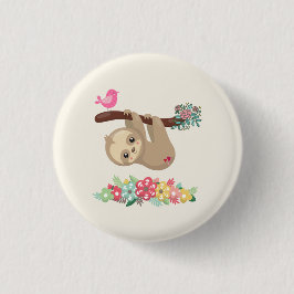 Niedlich Brown Sloth Hanging Button
