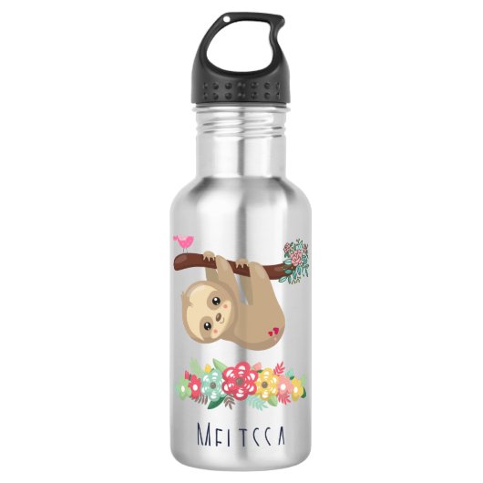 Niedlich Brown Sloth Hanging Edelstahlflasche (Vorderseite)