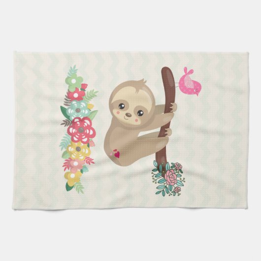 Niedlich Brown Sloth Hanging Geschirrtuch (Horizontal)