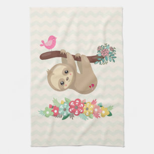 Niedlich Brown Sloth Hanging Geschirrtuch