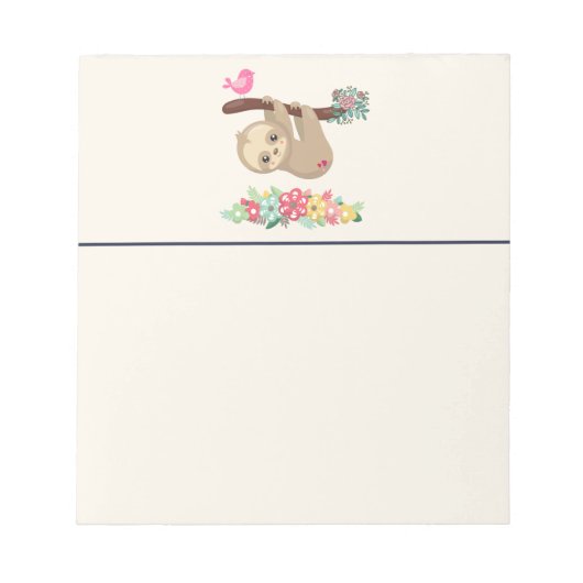 Niedlich Brown Sloth Hanging Notizblock (Vorderseite)