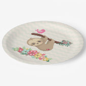 Niedlich Brown Sloth Hanging Pappteller (Schrägansicht)