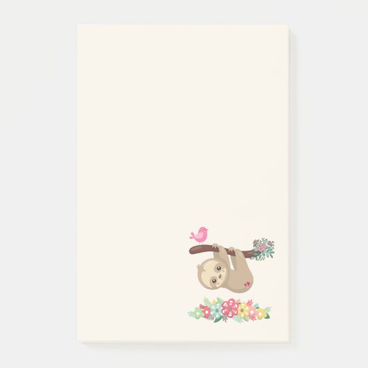 Niedlich Brown Sloth Hanging Post-it Klebezettel (Vorderseite)