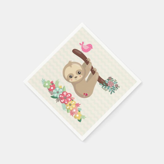 Niedlich Brown Sloth Hanging Serviette (Ecke)