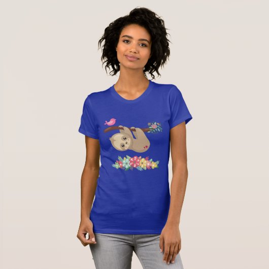 Niedlich Brown Sloth Hanging T-Shirt (Vorne ganz)