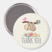 Niedlich Brown Sloth Hanging Upside Down Danke Magnet (Vorderseite/Rückseite)