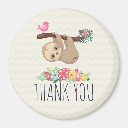 Niedlich Brown Sloth Hanging Upside Down Danke Magnet (Vorne)