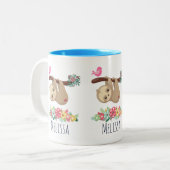 Niedlich Brown Sloth Hanging Zweifarbige Tasse (Vorderseite Links)