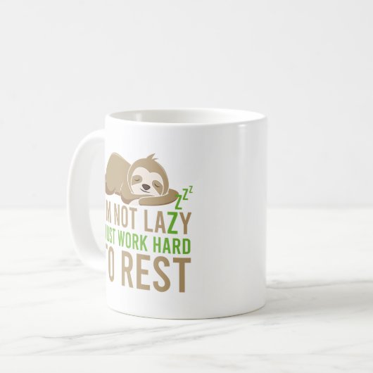 Niedlich Brown Sloth Ich bin nicht faul Kaffeetasse (Vorderseite Links)