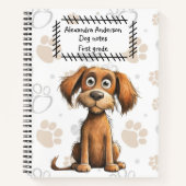 Niedlich Brown Storybook Puppy auf Paws Print Jour Notizblock (Vorderseite)