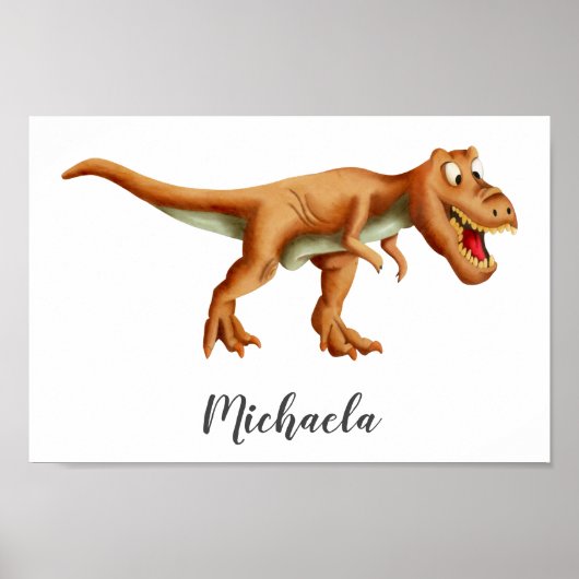 Niedlich Brown T-Rex Dinosaurier mit Roar Kid's Ro Poster (Vorne)