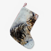 Niedlich Brown Tabby Watercolor Kunstvoll wandern Kleiner Weihnachtsstrumpf (Vorderansicht (hängend))