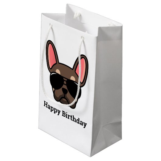 Niedlich Brown Tan French Bulldog Small Gift Bag Kleine Geschenktüte (Rückseite Schrägansicht)