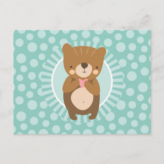 Niedlich Brown Teddy Bar Herz Postkarte