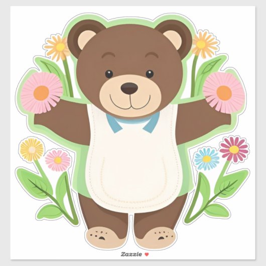 Niedlich Brown Teddy Bear Cartoon Aufkleber (Blatt)