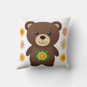 Niedlich Brown Teddy Bear Cartoon Kissen (Rückseite)