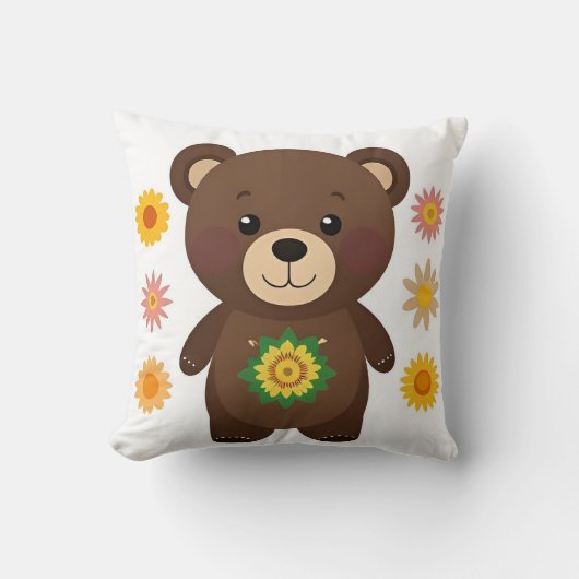 Niedlich Brown Teddy Bear Cartoon Kissen (Vorderseite)