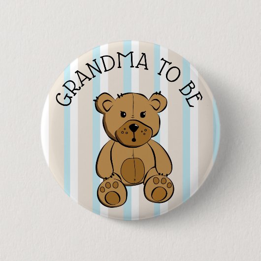 Niedlich Brown Teddy Bear GRANDMA auf Knopf Button (Vorderseite)