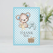 Niedlich Brown Teddy Bear Picnic Baby Dusche Dankeskarte (Stehend Vorderseite)