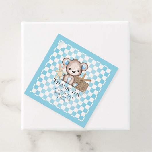 Niedlich Brown Teddy Bear Picnic Baby Dusche Geschenkanhänger (Beispiel)