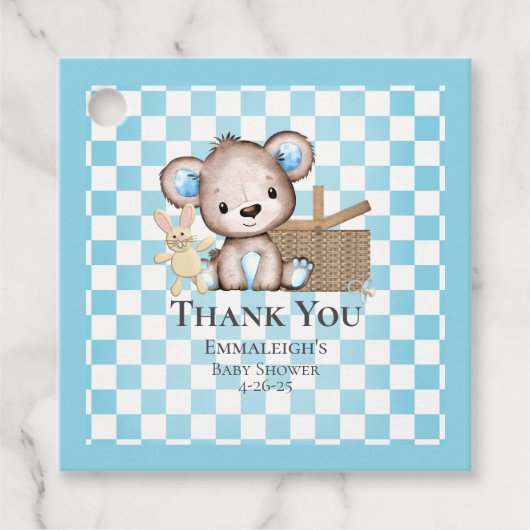 Niedlich Brown Teddy Bear Picnic Baby Dusche Geschenkanhänger (Vorderseite)