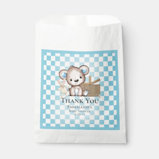 Niedlich Brown Teddy Bear Picnic Baby Dusche Geschenktütchen (Vorderseite)