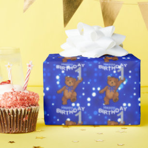 Niedlich Brown Teddy Bears 1. Geburtstag Geschenkpapier