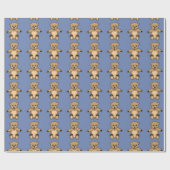 Niedlich Brown Teddy Bears Blue Geschenkpapier (Flach)