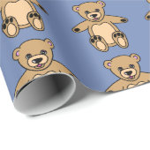 Niedlich Brown Teddy Bears Blue Geschenkpapier (Rolleneckpunkt)