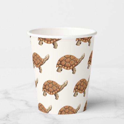 Niedlich Brown Tortoise Birthday Pappbecher (Rückseite)