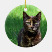 Niedlich Brown Tortoiseshell Cat Foto Keramik Ornament (Hinten)