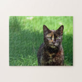 Niedlich Brown Tortoiseshell Cat Foto Puzzle (Horizontal)