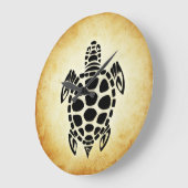 Niedlich Brown Tribal Tortoise Turtle Große Wanduhr (Winkel)