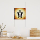 Niedlich Brown Tribal Tortoise Turtle Poster (Küche)