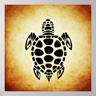 Niedlich Brown Tribal Tortoise Turtle Poster
