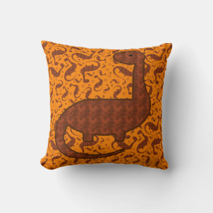 Niedlich Brown und Orange Dinosaurier Kissen