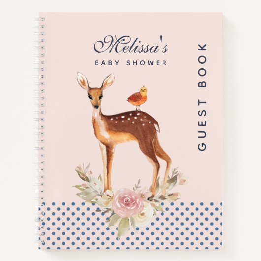 Niedlich Brown Watercolor Deer Baby Showbook Notizblock (Vorderseite)