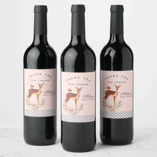 Niedlich Brown Watercolor Hirsch Rustikale Vielen Weinetikett (Flaschen)