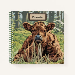 Niedlich BrownMoo Cow Green Woodland Personal Jour Notizblock