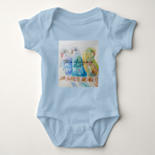 Niedlich Budgie Erster Geburtstag Pastel Bird Baby Strampler