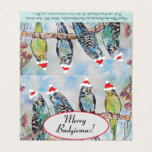 Niedlich Budgie Weihnachten Budgerigar Budgies Bir (Außenseite Aufgefaltet)