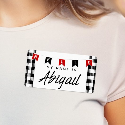 Niedlich Buffalo Kariert Hallo Mein Name ist Namen