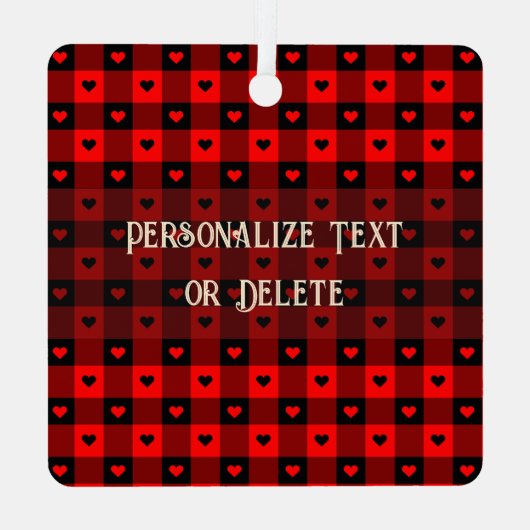 Niedlich Buffalo Kariert Hearts Custom Cat Weihnac Ornament Aus Metall (Rückseite)