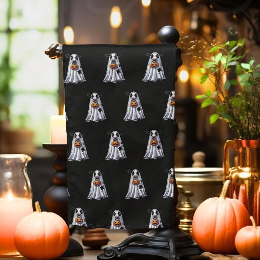 Niedlich Bull-Geist im schwarzen Hintergrund Hallo Geschirrtuch